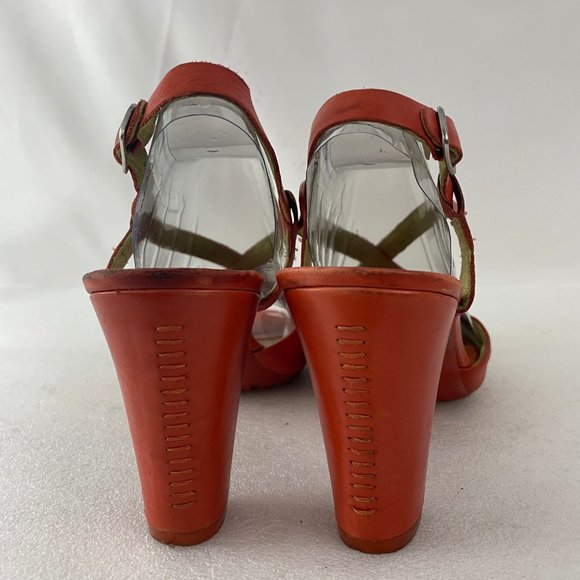 Camper Women's Red Leather Strappy Block Heels - Picture 6 of 12
